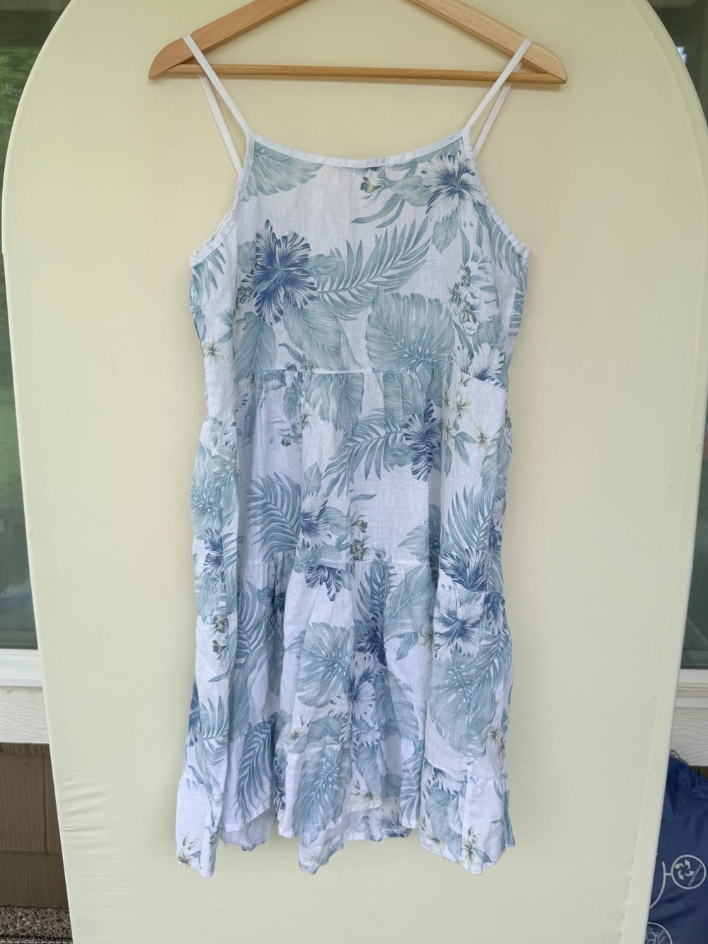 Valentina Naldi Floral Tropical Print Linen Tank Dress size S relaxed fit